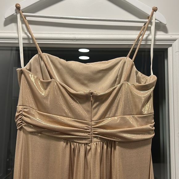 Jessica McClintock Vintage Elegant Gold Shimmer Evening Dress Gown Made in USA - Picture 6 of 16